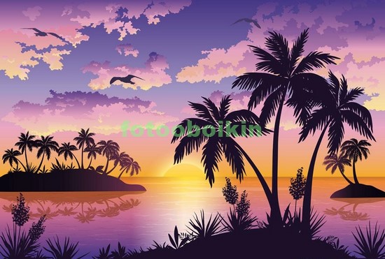 Карибские пальмы на закате