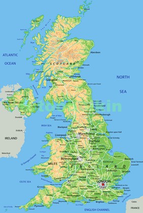 Физическая карта Англии