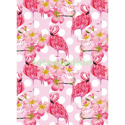 Розовые фламинго с цветами