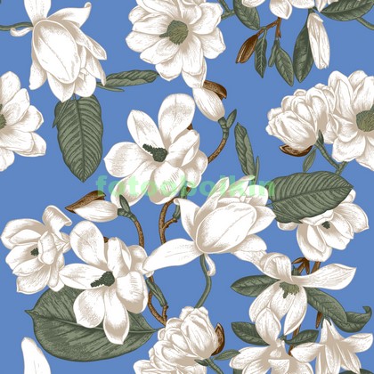 Белые цветы на синем фоне