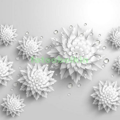 3D белые объемные цветы