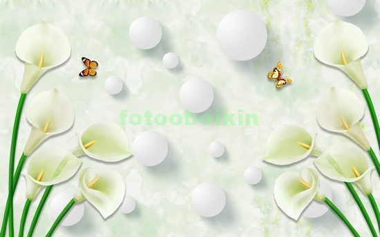 3D белые цветы с шарами