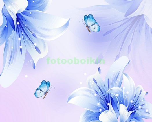 3D синие цветы