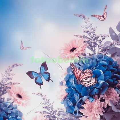 3D цветы с бабочкой