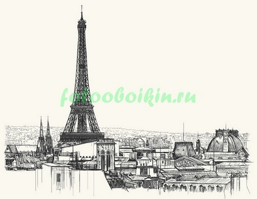 Фотоштора Париж на белом фоне