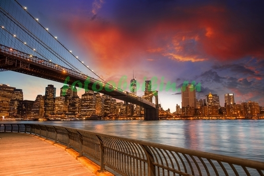 Фотообои Красивый закат на набережной в Нью-Йорке