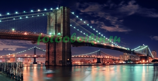 Фотоштора Бруклинский мост в огнях