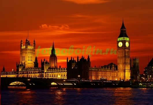 Фотоштора Красный закат в Лондоне