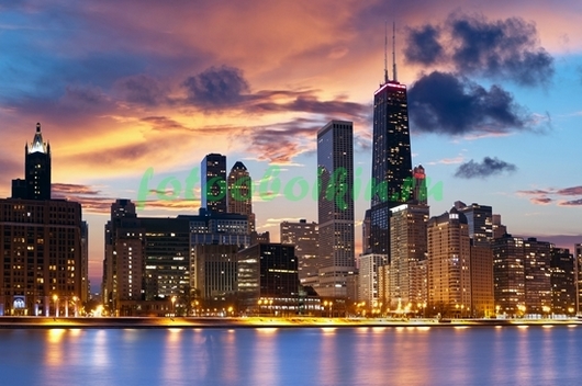 Фотоштора Ночной город Чикаго