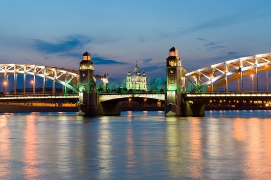 Фотоштора Большеохтинский мост ночью