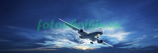 Фотоштора Самолет в голубом небе