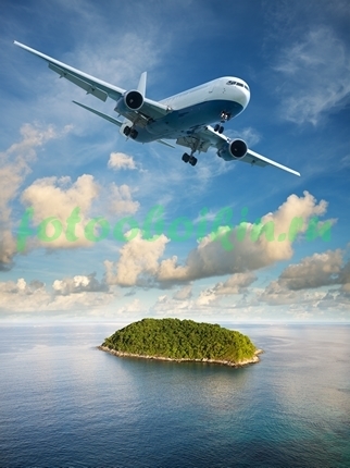 Фотоштора Самолет над островом