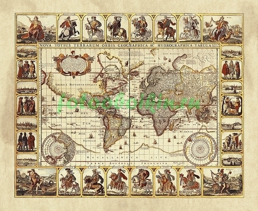 Фотоштора Карта с первооткрывателями