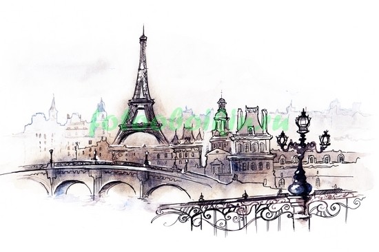 Фотоштора Набережная Парижа рисунок