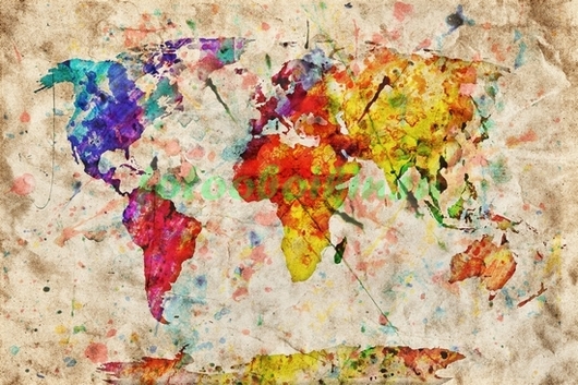 Фотоштора Карта мира цветная