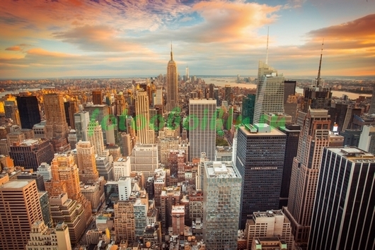Фотообои Нью-Йорк небоскребы на закате