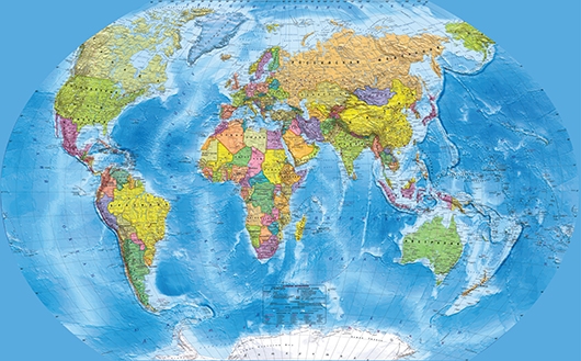 Фотообои Карта мира на русском языке