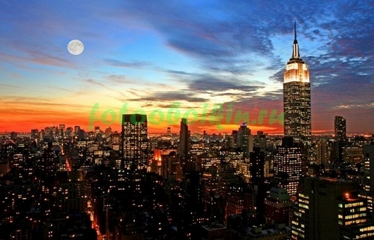 Фотоштора Нью-Йорк оранжевый закат