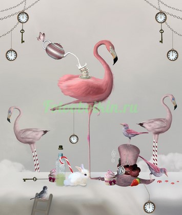 Фотоштора Розовые фламинго