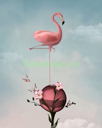 Фотоштора Розовый фламинго