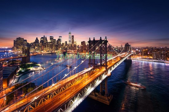 Фотообои Яркий Бруклинский мост зимой