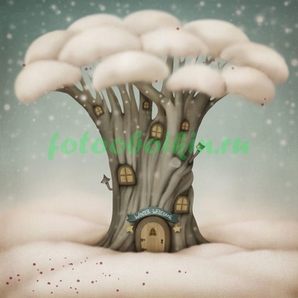 Фотоштора Дерево в снежной шубе