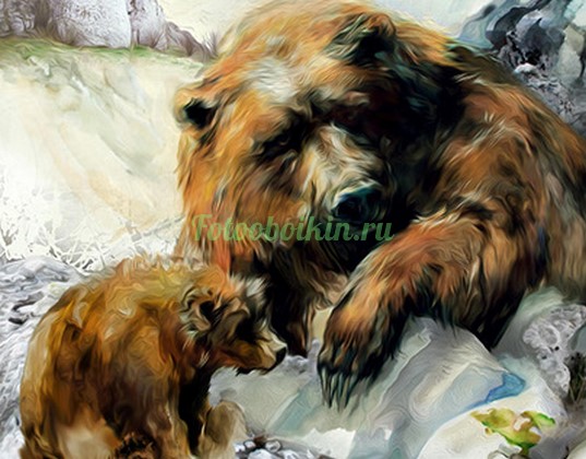 Фотоштора Медведица с медвеженком