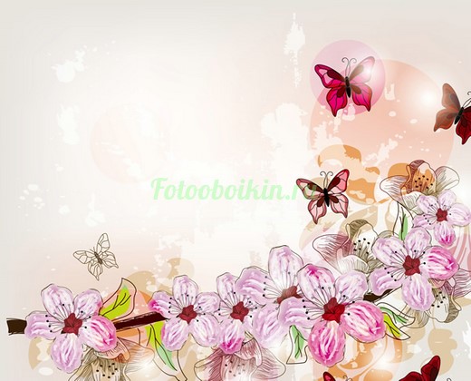 Фотоштора Бабочки и цветы