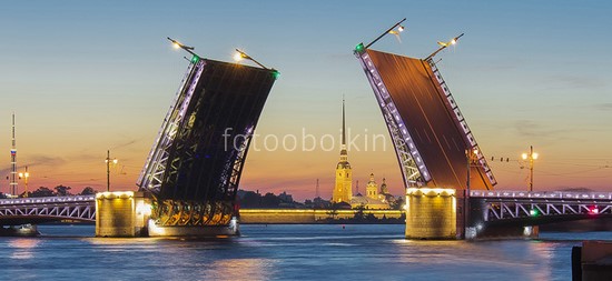 Фотоштора Дворцовый мост разведенный