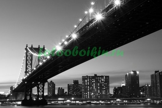 Фотоштора Ночью под Бруклинским мостом