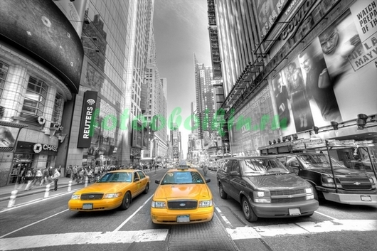 Фотообои Шумная улица с такси