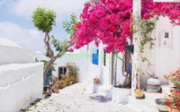 Белый дворик в Греции днем