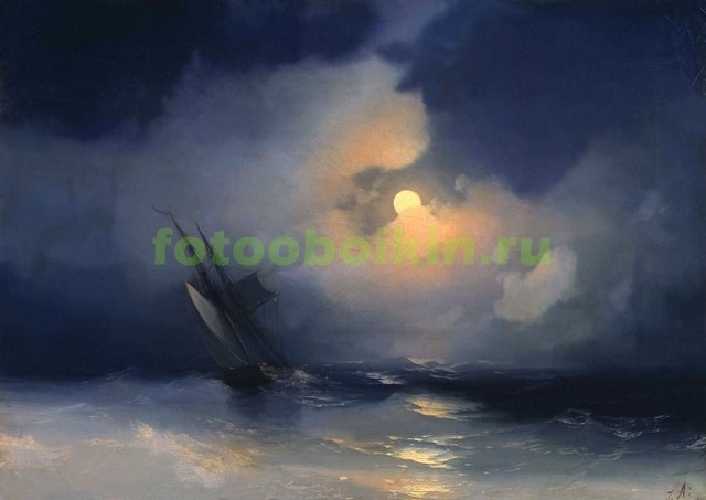 Модульная картина rep10169 Буря на море лунной ночью