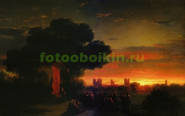 Модульная картина rep10195 Вид в Крыму при закате солнца 1862