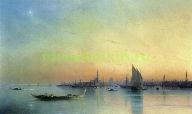 Модульная картина rep10196 Вид Венеции с лагуны при закате 1873