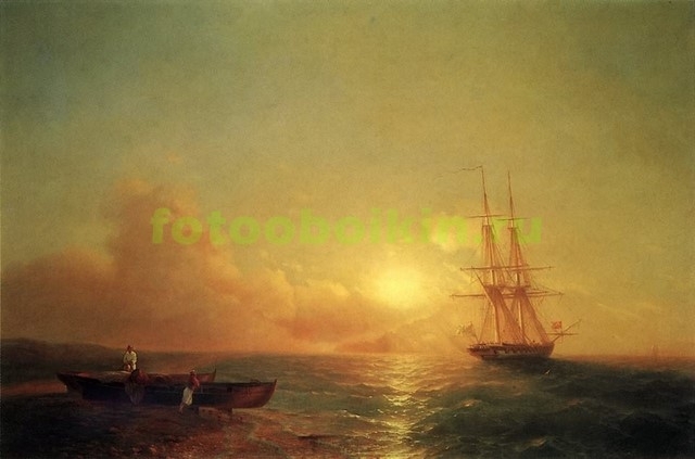 Модульная картина rep10223 Двадцатишести- пушечный корабль в виду берега 1852