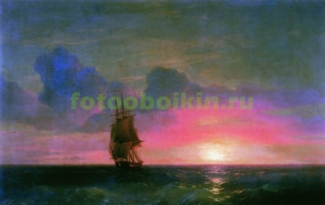 Модульная картина rep10234 Закат солнца. Одинокий парусник 1853