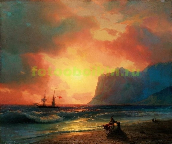 Модульная картина rep10236 Заход солнца на море 1866