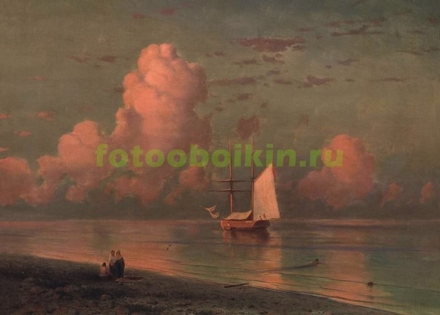 Модульная картина rep10278 Море с розовым облаком
