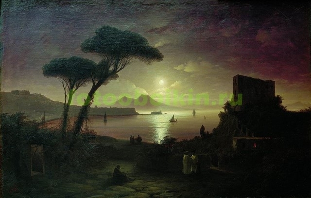 Модульная картина rep10295 Неаполитанский залив в лунную ночь 1842