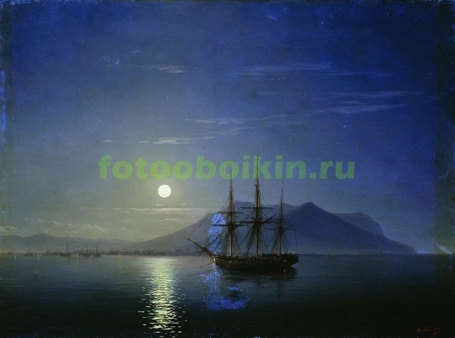 Модульная картина rep10316 Парусник у берегов Крыма в лунную ночь 1858