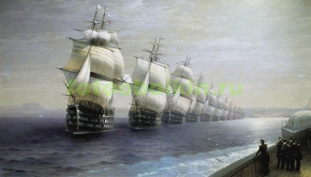 Модульная картина rep10330 Смотр Черноморского флота в 1849 г