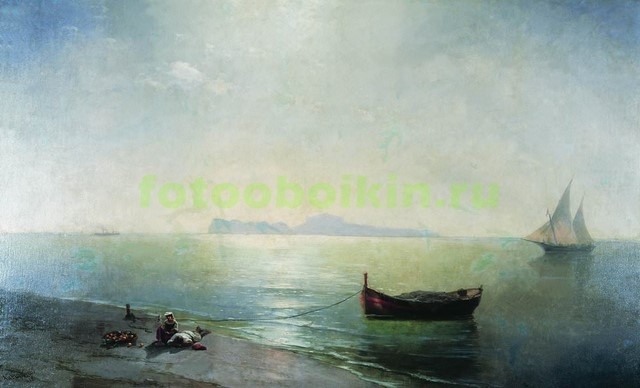 Модульная картина rep10358 Штиль. Вид Капри. Средиземное море 1892