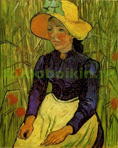 Модульная картина rep12346 Молодая крестьянка в соломенной шляпе