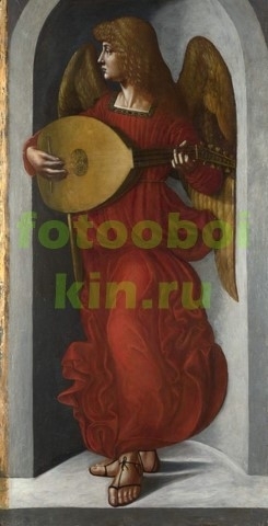 Модульная картина rep15106 Ангел в красном с Лютней