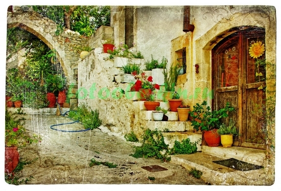 Модульная картина Лесенка с цветочными горшками