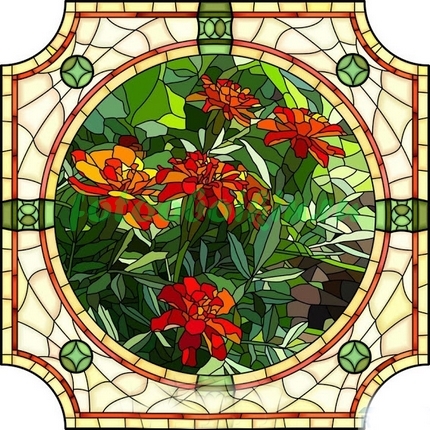 Модульная картина Витраж цветы