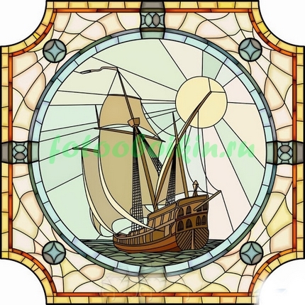Модульная картина Витраж кораблик