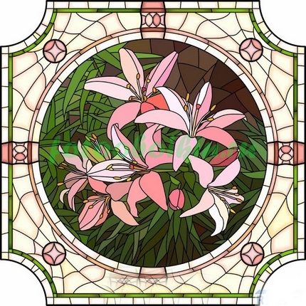 Модульная картина Витраж лилии