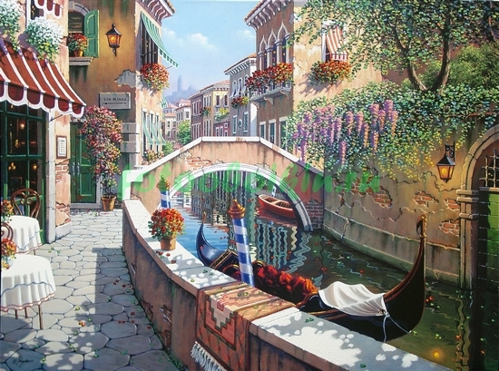 Модульная картина Улочка в Венеции с кафе